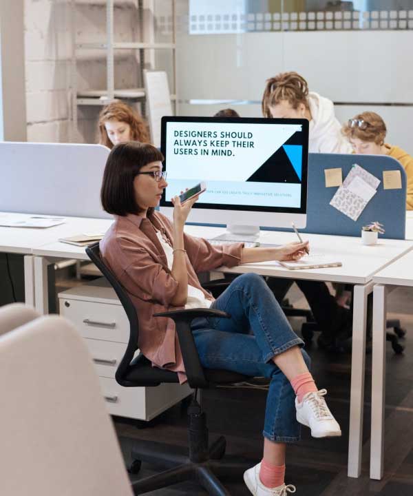 woman working on office