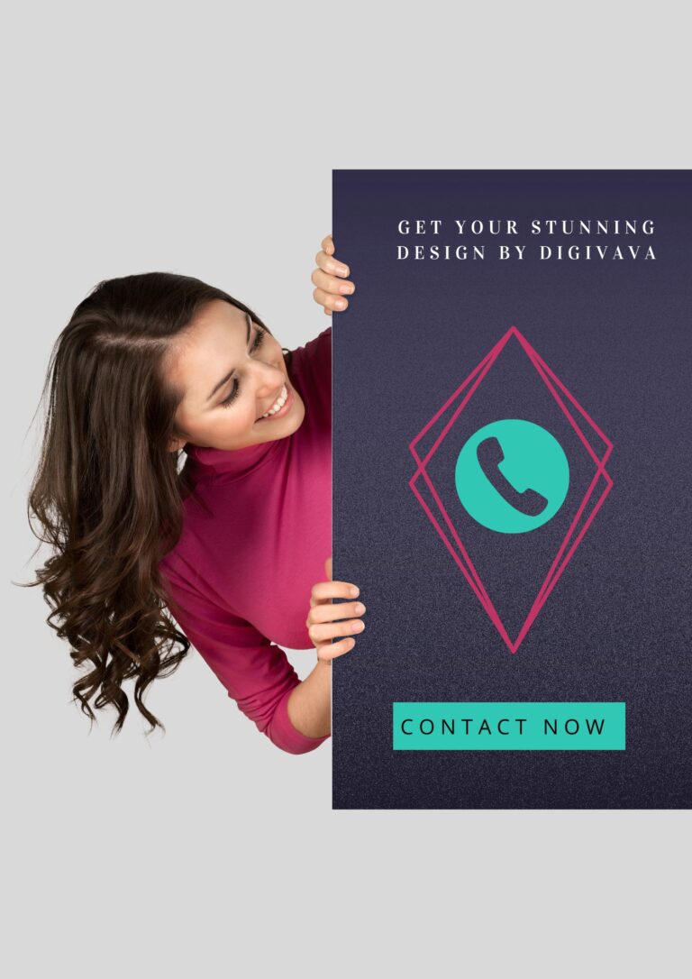 woman holding digivava digital marketing agency contact details