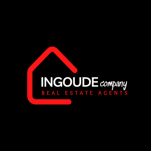 Red Black Illustrative Real Estate Logo