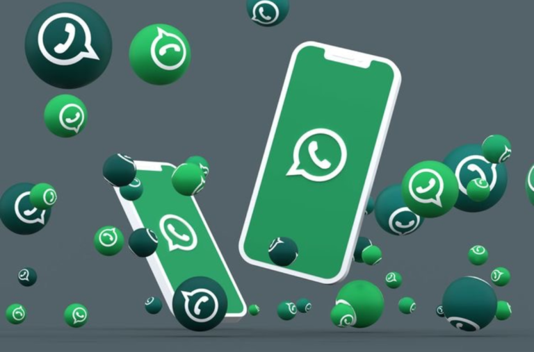 whatsapp icon on mobile screen.whatsapp icons scatterd around it